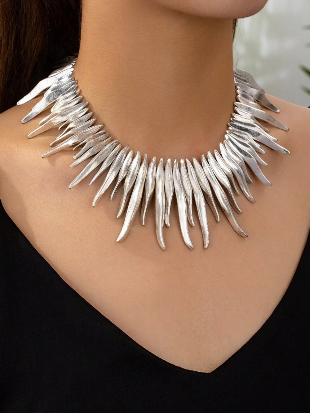 Silver Casual Women's European Gothic Geometric Metal Necklace